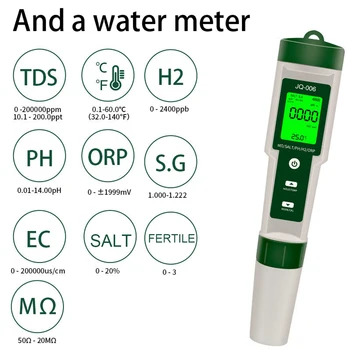 Digitaalne PH-Meeter 10 1. Professionaalne Vee Kvaliteedi kontrollimiseks Tester PH/EC/TDS/Soolsus/Termomeeter Multi-parameeter Testimine Arvesti