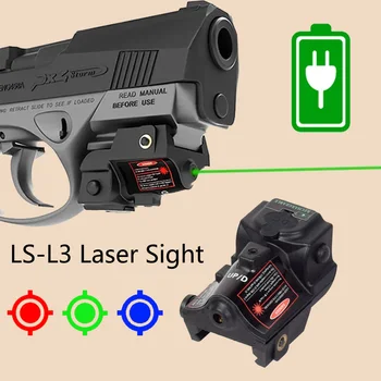 Taktikaline LS-L3 USB Laetav Punane Roheline Sinine Täpp Laser Pointer Silmist enesekaitseks Airsoft Püstol Püstol Glock 17 Taurus G2C 9mm