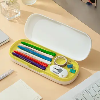 Stiilis Multifunktsionaalne Koolitarbed Õpilane Kirjatarvete Desktop Ladustamise Kasti Penaali Box Double Layer Pen Case