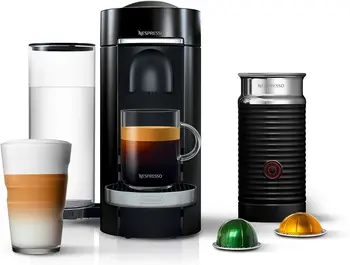 VertuoPlus Kohvi ja Espresso Machine De'Longhi Piima Vahustaja, 4 Tassi, Piano Black