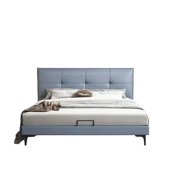 Minimalistlik itaalia disainer seina voodi komplekti magamistoamööbel nahast kaasaegne luksus queen bed frame up-holstered voodi