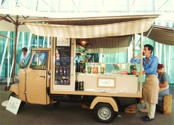 Mobile Baar Haagiste Müügiautomaadid Kiosk Kohvi, Mahla Gelato Ice Cream Ostukorvi Kolme Ratta Ja Mootorratta Piaggio Ape Elektriline Toidu Van Truck