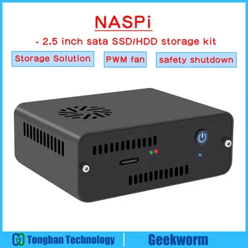 Geekworm NASPi 2.5 tolli SATA HDD/SSD NAS Juhul Ladustamise Komplekt Vaarika Pi 4 8GB/4GB/2GB (Toetus HDD/SSD Ei Ületa 9.8 mm)