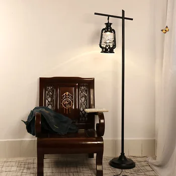 Ameerika retro põranda lamp, must petrooli lamp, elutuba öö lamp, Põhjamaade tööstus-stiilis raua kunsti LED põranda lamp