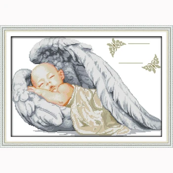 Väike ingel sündi Tikandid Kit DIY Käsitöö Näputöö Loendatud ristpistes Set 14CT Risti-Õmblemine Home Decor
