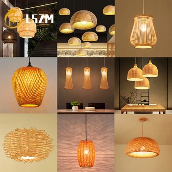 Klassikalise Bambusest Kudumine Lühter Lamp Käsitsi valmistatud Ripats Kerge Rippuvad LED laelambid Rotangist Kootud Kodu Magamistuba Decors