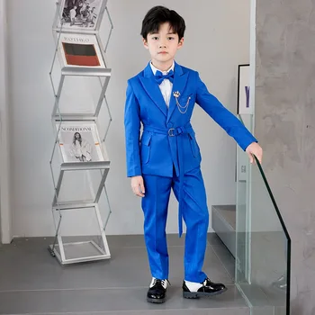 Härrasmees Lapsed Royal Blue Luksuslik Foto Kleit Lapsed Beaufitul Sünnipäeva Ülikond Poiss Ametliku Pulm Tulemuslikkuse Smoking Kanda