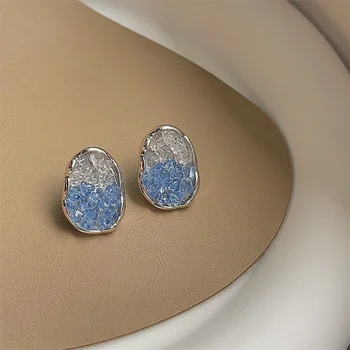 Luksus Naine Gradient Sinine Kõrvarõngad Silevr Värvi Pulm Kõrvarõngad Naistele Võlu Crystal Kivi Engagement Kõrvarõngad