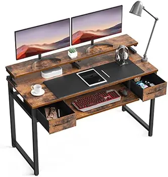 Laud koos Klaviatuuri Sahtel ja Kummutid, 55 tolline Office Desk Ladustamine, Kirjutuslaud koos Monitori Riiul, Töölaud Workstation fo