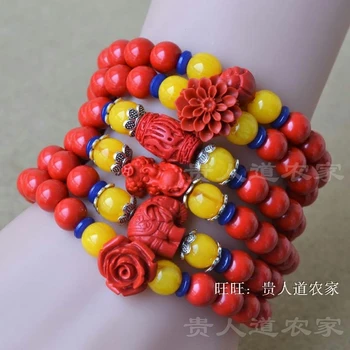 Zhu Sha Punane Käevõru Pärlitega Ühe Ringi Handstring Lihtne ja Magus Ehted, Õnnelik ja Turvaline Kingitus Looma Aasta