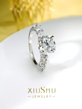 S925 Hõbe 2-Karaadine Ümmargune Teemant Sõrmus Naiste Simuleeritud Teemant Shining Star IN Fashion Suur Teemant