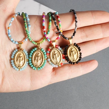 Uus Mood Neitsi Maarja Pärlitest Kaelakee Mehed Naised Palve Amuletid Ripats Usuliste Ehted Populaarne Ehteid Kingitused