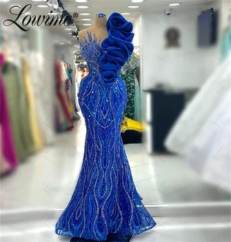Rüü De Soirée 2023 Elegantne Royal Blue Araabia Peokleidid Kohandada Merineitsi Beaded Kristallid Pulm Prom Dress Õhtul Hommikumantlid