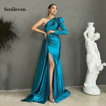 Smileven Sinine Dubai Õhtul Kleidid, Pikad Varrukad Ühe Õla Profileerimine Pool Kleit Lõhik Öö Ametlik Kord Kleidid 2023
