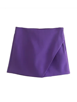 Uus Naiste Mood Candy Värvi Asümmeetriline Lühikesed Püksid Seelikud Lady Lukuga Taskud Kuuma Püksid Stiilne Pantalone