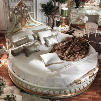 Itaalia Euroopa värvitud täispuidust voodi luksus prantsuse kohus grand ring voodi villa magamistuba nikerdatud voodi