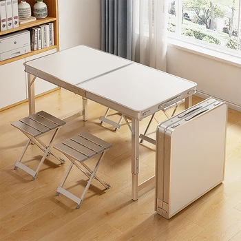 Portable folding väike laud, kandiline leibkonna lihtne laud ja tool