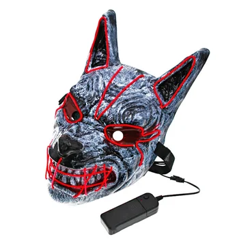 Hõõguv Cosplay Pool Maski Halloween Hunt Pea Mask Neoon Hirmutav Koletised Metsik Loomade Helendav LED Neoon Mask