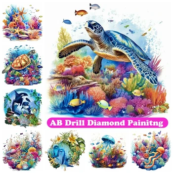 Veealune Maailm 5D DIY AB Diamond Maali mereloomad ristpistes Täielik Teemant Tikandid Mosaiik Kive Kids Room Decor