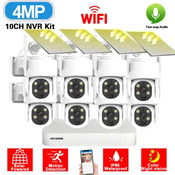4MP Päikese CCTV Kaamera Security System Kit Wifi Väljas 2 Way Audio Traadita Järelevalve Süsteemi 8CH 5MP NVR Komplekt koos päikesepaneel