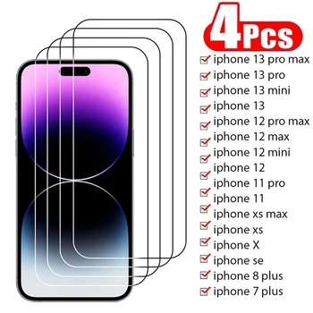 4TK Karastatud Klaas iPhone 14 13 12 11 Pro Max Screen Protector For iPhone X-XR, XS Max 7 8 14 Pluss kaitseklaas