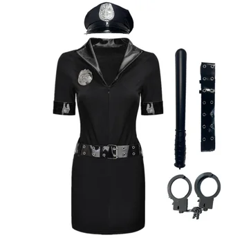 Elastsus Seksikas Naistepesu Kiusatus Naine Politsei Kostüüm Tõmblukk Erootiline Naine Cop Komplekt Halloween Cosplay Lava Täitmise Komplekt